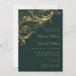 Vintage "Green Gold Flor Damask"-Partnerin Einladung