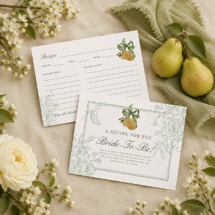 Vintage Green Perfect Pear Brautparty-Rezept Begleitkarte