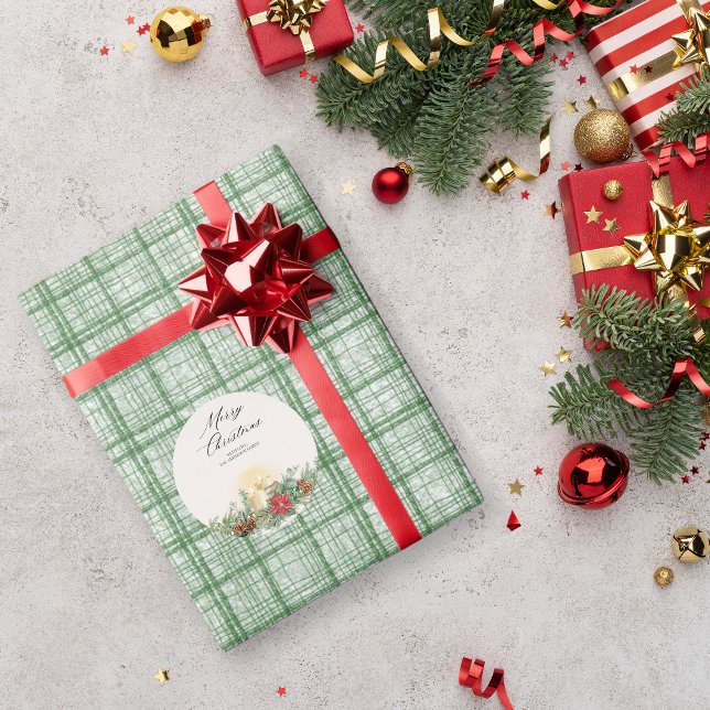 Vintage Green Plaid Christmas Geschenkpapier (Von Creator hochgeladen)