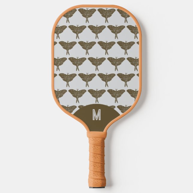 Vintage Green Silver Retro Moth Pickleball Paddle (Vorderseite)