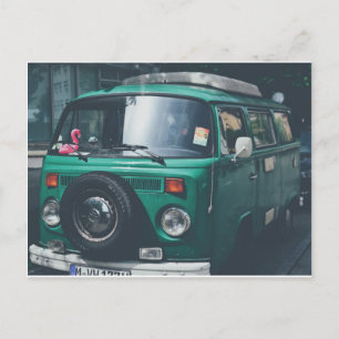 VINTAGE GREEN VAN POSTCARD POSTKARTE