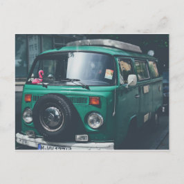 VINTAGE GREEN VAN POSTCARD POSTKARTE