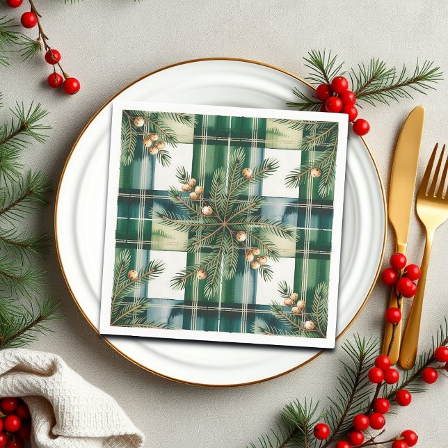 Vintage Green White Gingham Pattern Serviette (Von Creator hochgeladen)