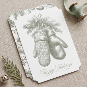 Vintage Green Winter Botanical Firmenweihnachten Feiertagskarte