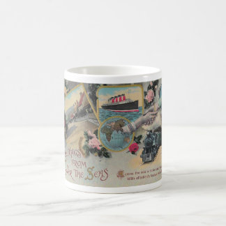 VINTAGE GREETINS ÜBER DER MEERESKARTE KAFFEETASSE
