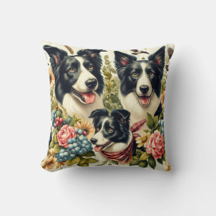 Vintage Grenz-Collie-Illustration Kissen
