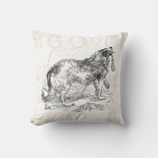 Vintage Grenzcollie-Hundeschablone Kissen (Vorderseite)