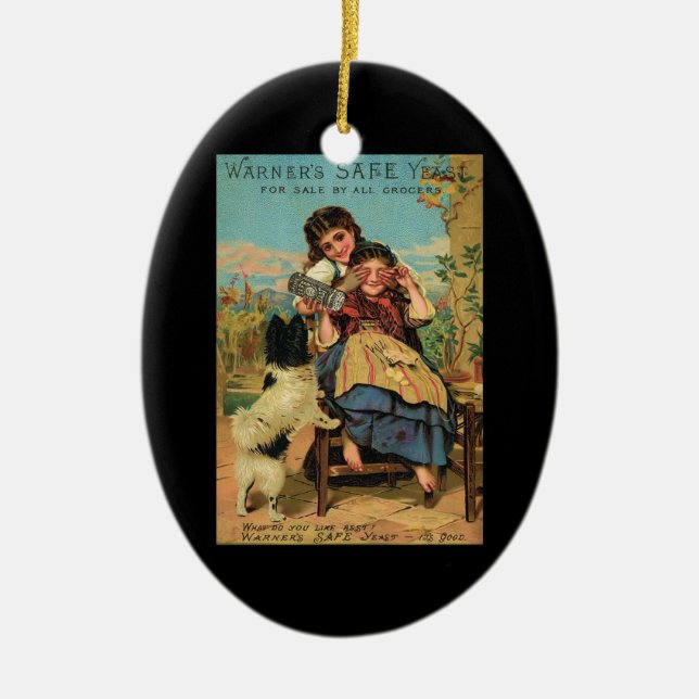 Vintage Grenzcollie-Verzierung Keramik Ornament (Vorne)