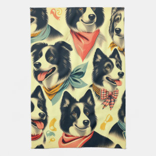 Vintage Grenze Collie Seamless Geschirrtuch