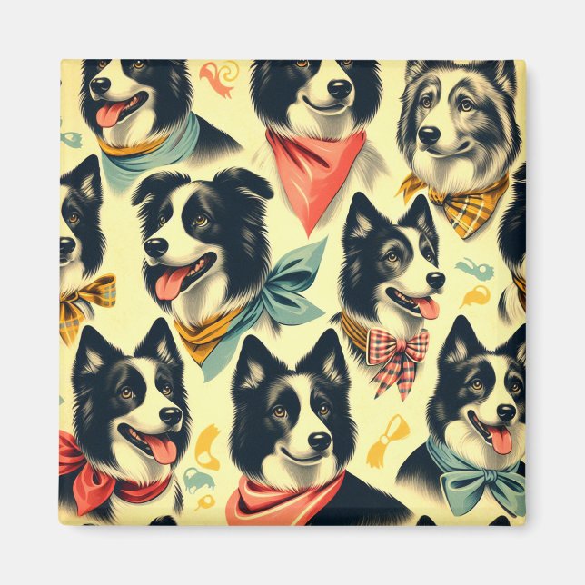 Vintage Grenze Collie Seamless Magnet (Vorne)
