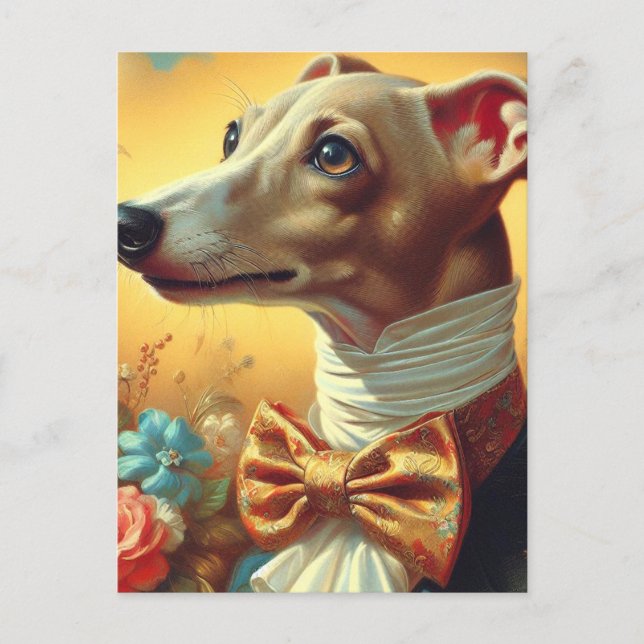 Vintage Greyhound-Dog-Malerei Postkarte (Vorderseite)