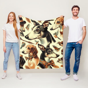 Vintage Greyhound Illustration Fleecedecke