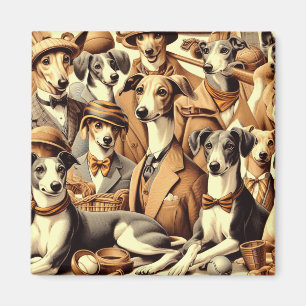 Vintage Greyhound Illustration Magnet
