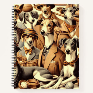Vintage Greyhound Illustration Notizbuch