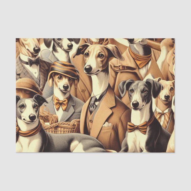 Vintage Greyhound Illustration Seidenpapier (Vorderseite)