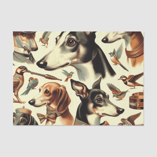 Vintage Greyhound Illustration Seidenpapier (Vorderseite)