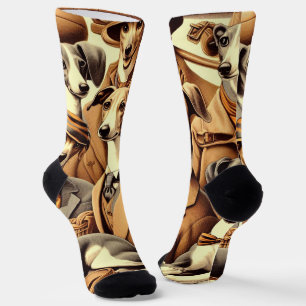 Vintage Greyhound Illustration Socken