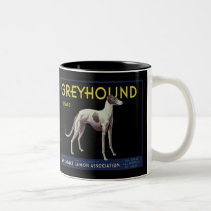 Vintage Greyhound Zitronenetikett Circa 1920 Zweifarbige Tasse