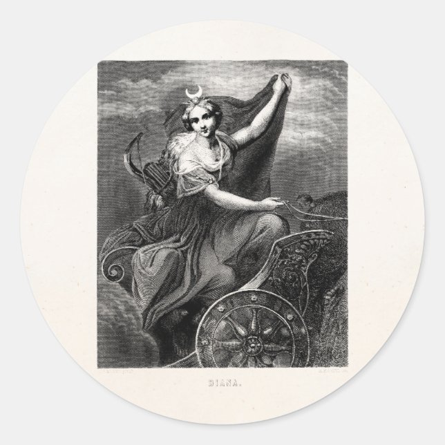 Vintage griechische Göttin Diana Artemis römische  Runder Aufkleber (Vorderseite)