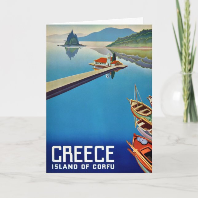 Vintage griechische Insel Korfu Reise Postkarte (Vorderseite)