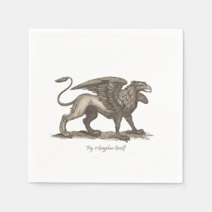Vintage griffin (gryphus greiff) Abbildung. Serviette