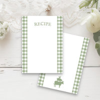 Vintage GRILLEN Sage Green Gingham Rezept Card