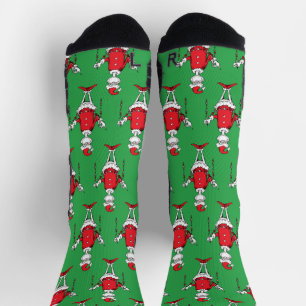 Vintage-Grinch-Weihnachten Grünes Muster Socken