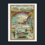 Vintage Grindelwald Schweizer Reiseanzeige Postkarte<br><div class="desc">Aus unserem Poster mit dem gleichen Namen. Wintersportort Schweiz aus dem 19. Jahrhundert und Künstler: Unbekannt, c. 1893 Titel: Grindelwald Untertitel: Winter-Sport. Bear Hotel, Boss Brothers Eine schöne antike Wintersportszene, Ski, Bob, Schlitten, ein großes Hotel mit Schweizer Flagge, die Alpen. Grindelwald ist eine Gemeinde im Verwaltungsbezirk Interlaken-Oberhasli im Kanton Bern...</div>