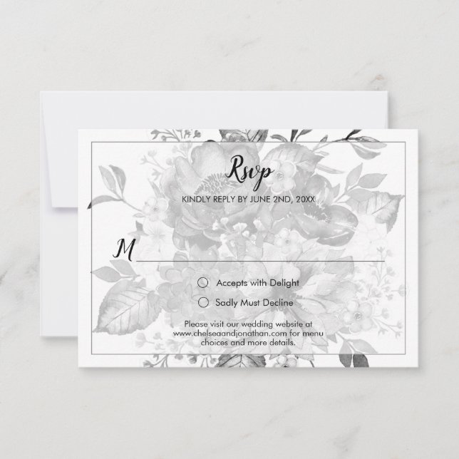 Vintage gris noir et blanc RSVP (Devant)