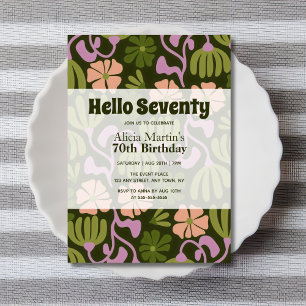 Vintage Groovy Blumen 70. Geburtstag Einladung