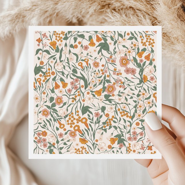 Vintage Groovy Boho Floral Brautparty Serviette (Von Creator hochgeladen)