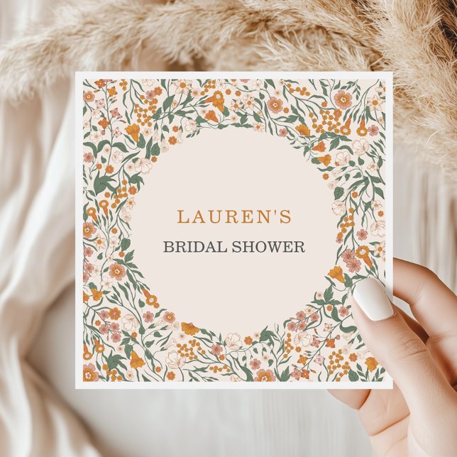 Vintage Groovy Boho Wildblumen Brautparty Serviette (Von Creator hochgeladen)