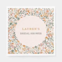 Vintage Groovy Boho Wildflowers Bridal Shower Serviette