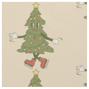 vintage groovy Weihnachtsbaum 1960er Stoff