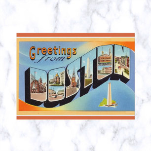 Vintage Großbuchstabe Boston Massachusetts Postkarte