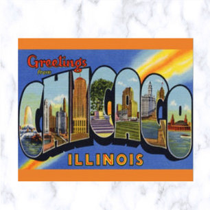 Vintage Großbuchstabe Chicago Illinois Postkarte