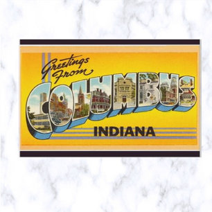 Vintage Großbuchstabe Columbus Indiana Postkarte