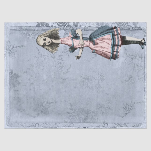Vintage große Alice im Wunderland Blue Decoupage Seidenpapier (Vorderseite)