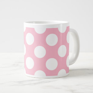 Vintage-große Polka-Punkte Weiße Pastellrosa Muste Jumbo-Tasse