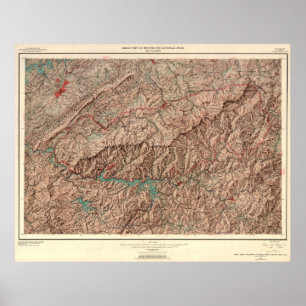 Vintage große rauchige Gebirgsnationalpark-Karte Poster