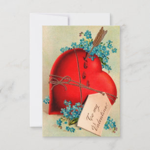 Vintage Große rote Blutung Herzbluten Valentine Po Einladung