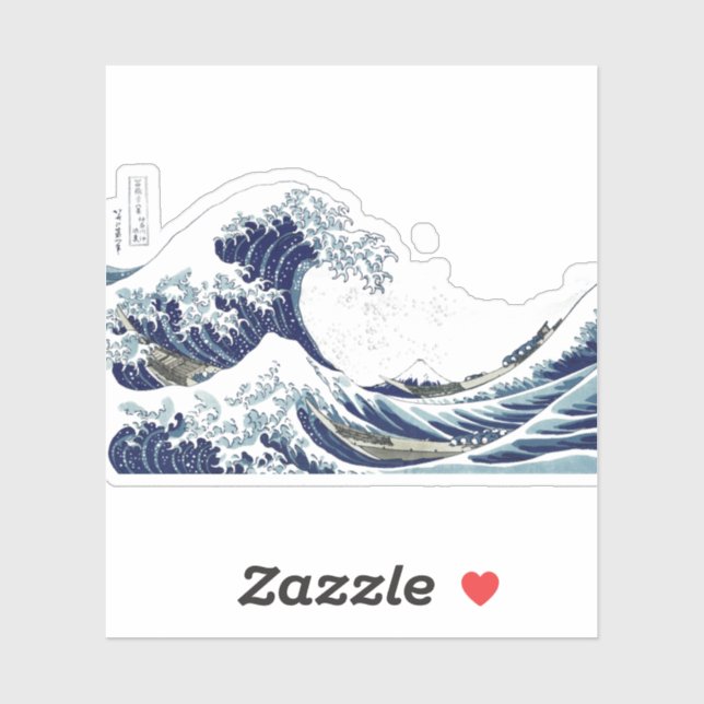 Vintage Große Welle von Hokusai Aufkleber (Blatt)