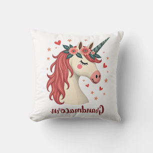 Vintage-Großmutter-Einhorn-Blumen-Geburtstag-Oma Kissen