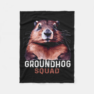 Vintage Groundhog Squad Funny Lovers Groundhog Hap Fleecedecke