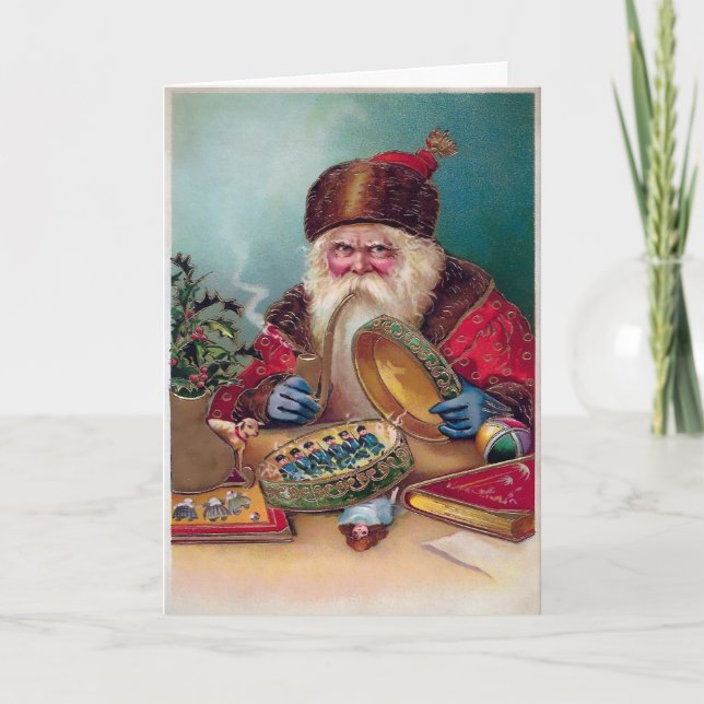 Vintage Grumpy Smoking Weihnachtskarte Feiertagskarte (Vorderseite)