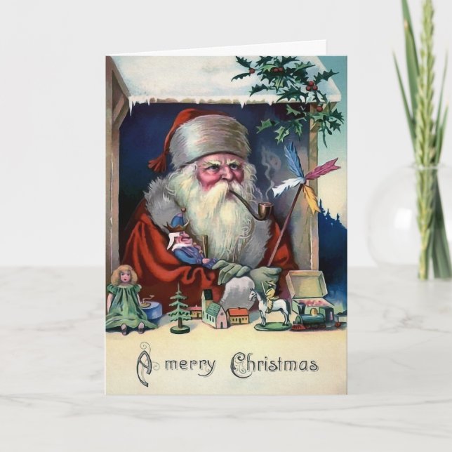Vintage Grumpy Smoking Weihnachtskarte Feiertagskarte (Vorderseite)