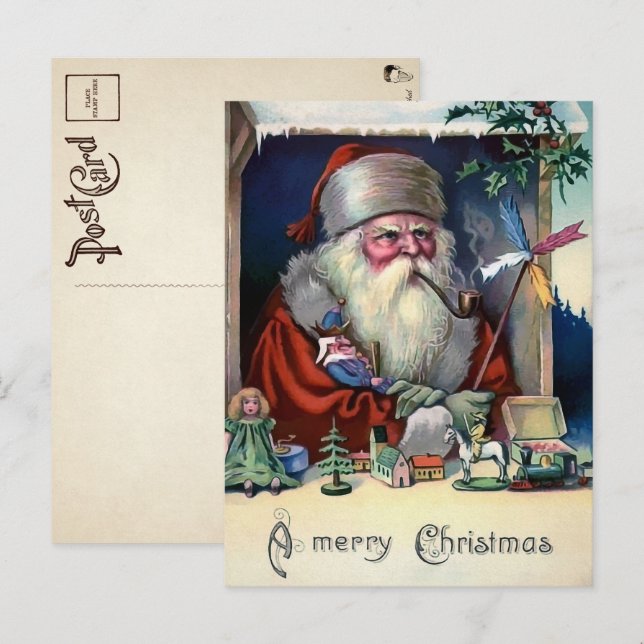Vintage Grumpy Weihnachtskarte Postkarte (Vorne/Hinten)