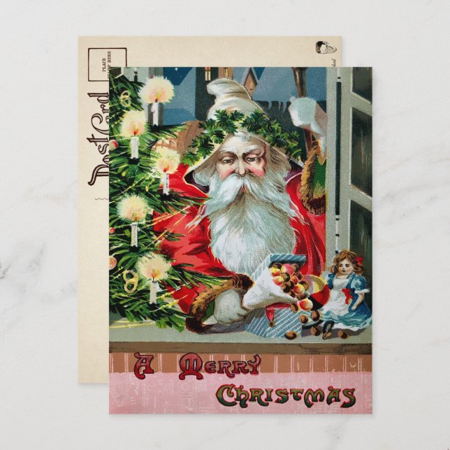 Vintage Grumpy Weihnachtskarte Postkarte (Vorne/Hinten)