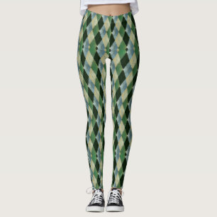 Vintage Grün beige geometrisches St. Patrick Muste Leggings