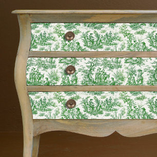 Vintage grüne Blumentoile de jouy Seidenpapier